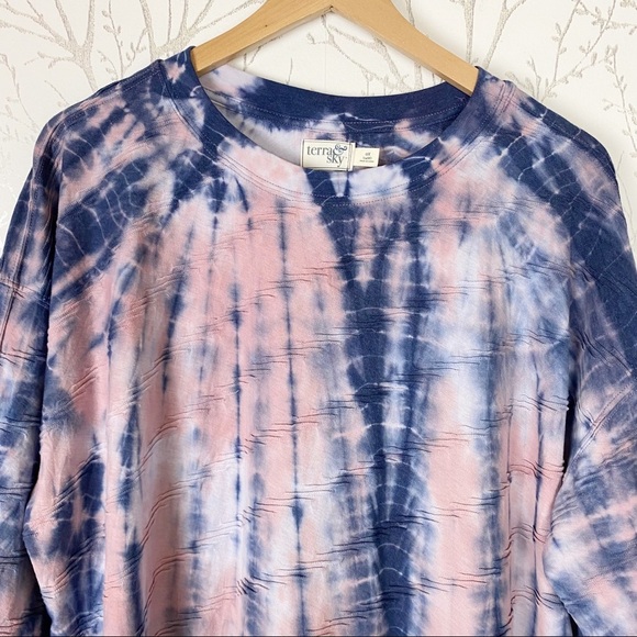 TERRA & SKY Tie Dye Textured Balloon Sleeve 14W - Picture 4 of 15
